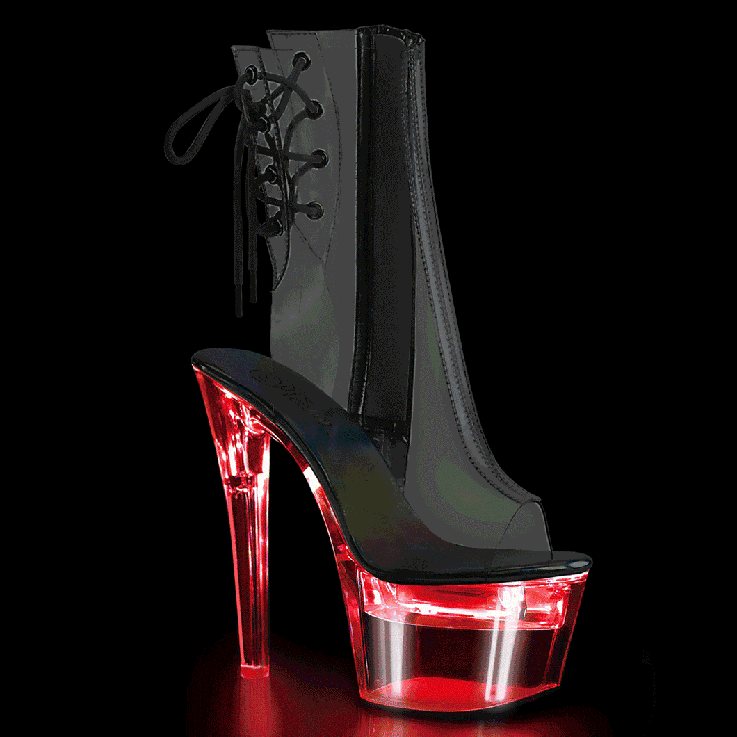 Platform LED Illuminated Open Ankle Boot Side Zip