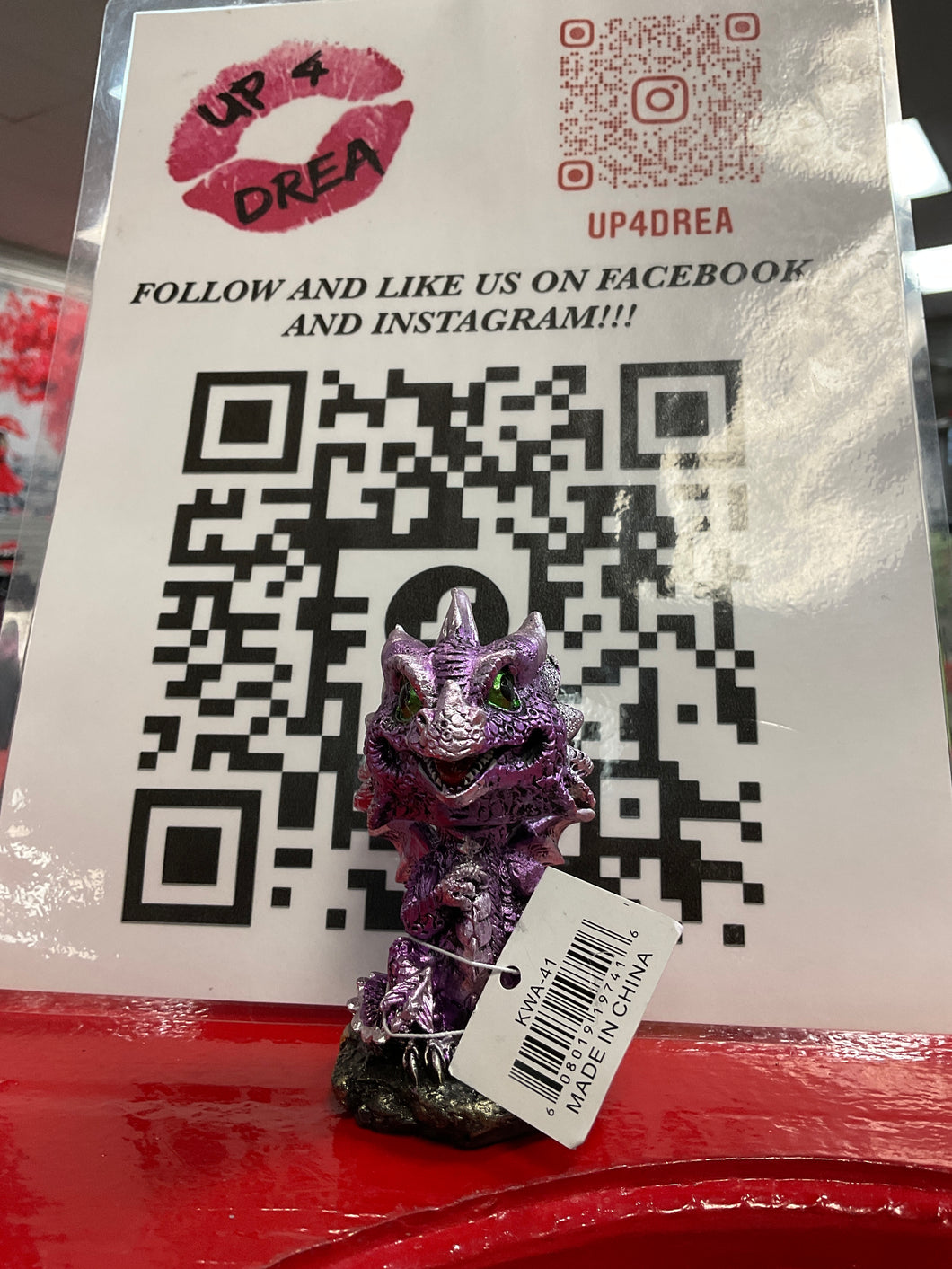 Bobble head dragon statue purple