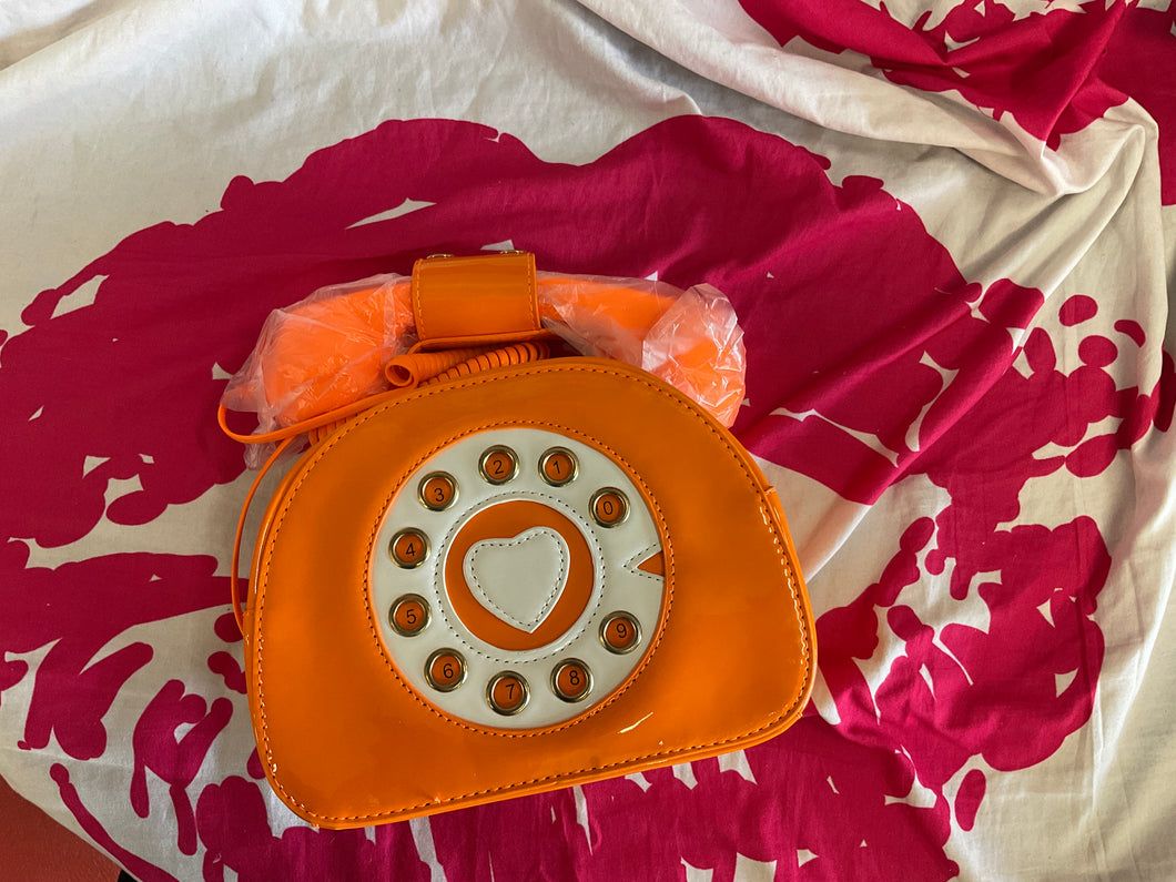 Orange retro phone purse