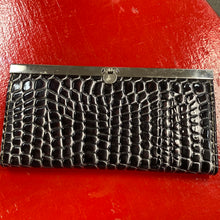 Load image into Gallery viewer, Black and Silver Scales wallet - top clasp open
