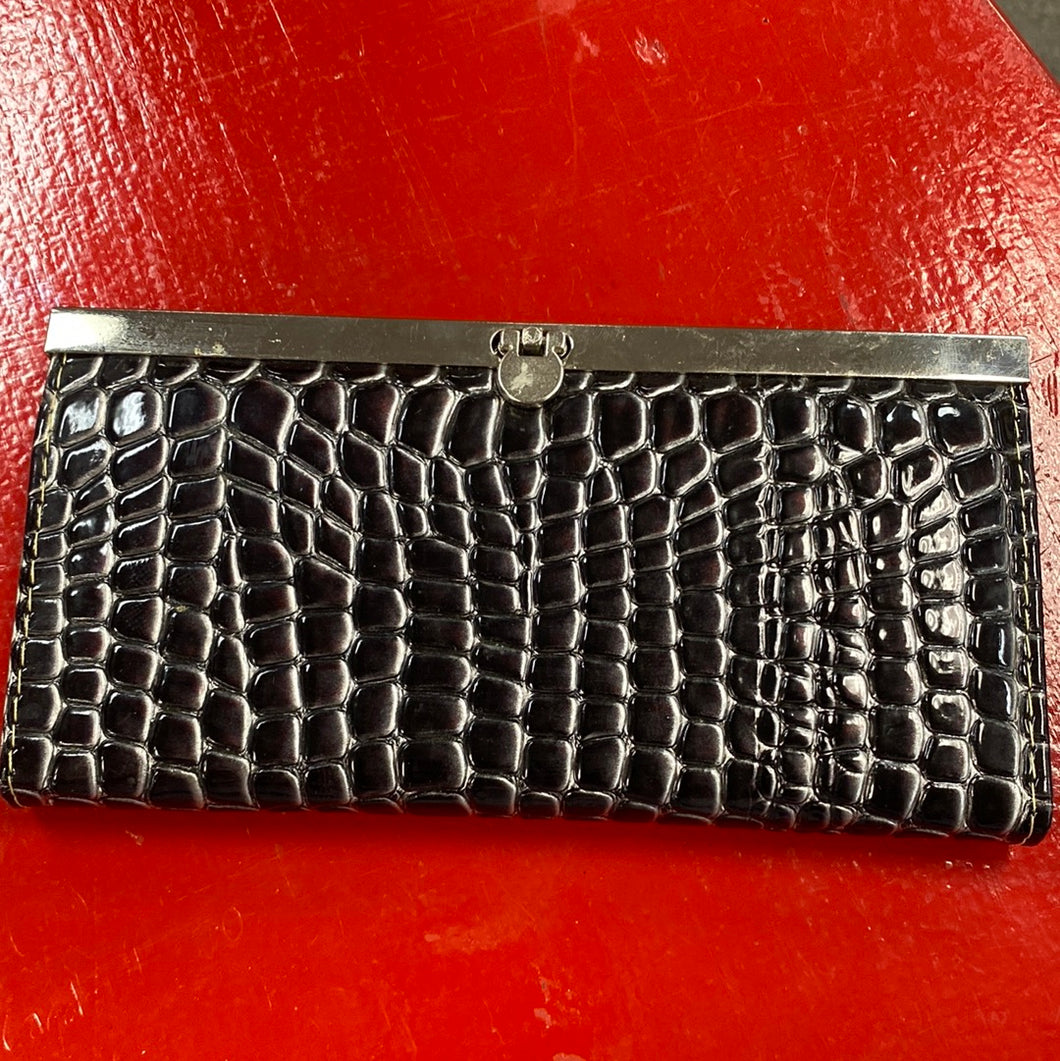 Black and Silver Scales wallet - top clasp open
