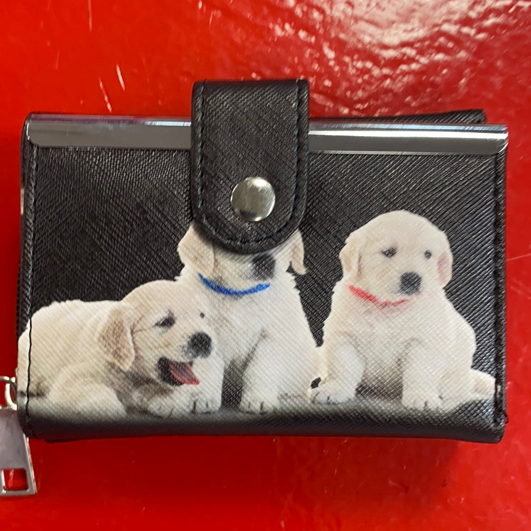 Small Black with white Puppies Wallet