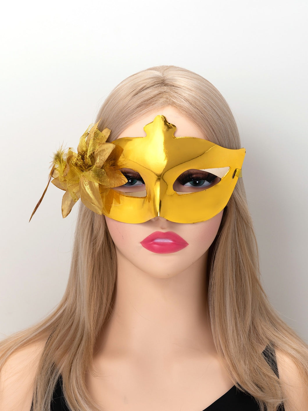 Flower & Feather Decor Costume Face Shield
