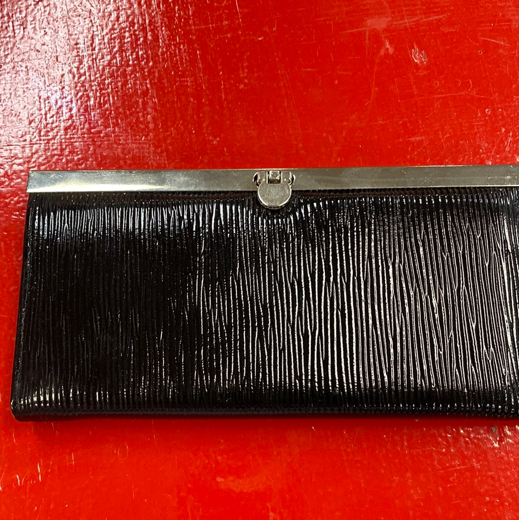 Black stripe wallet - top clasp open