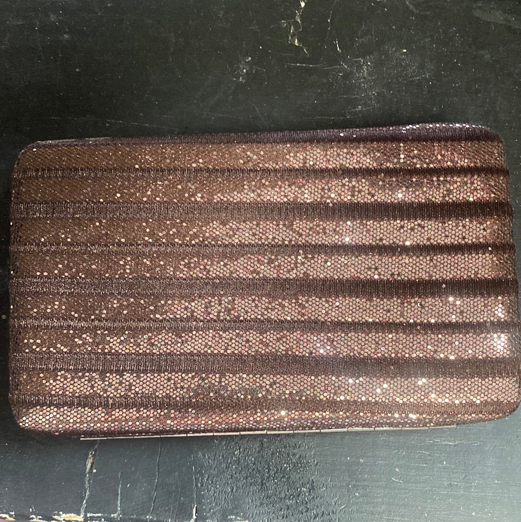 Copper glitter Striped Wallet with shoulder strap