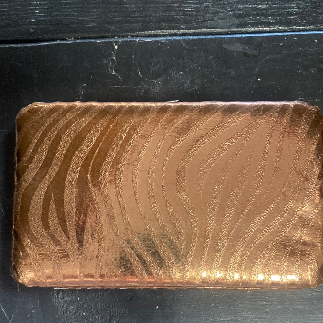 Bronze Zebra Striped Wallet with shoulder strap