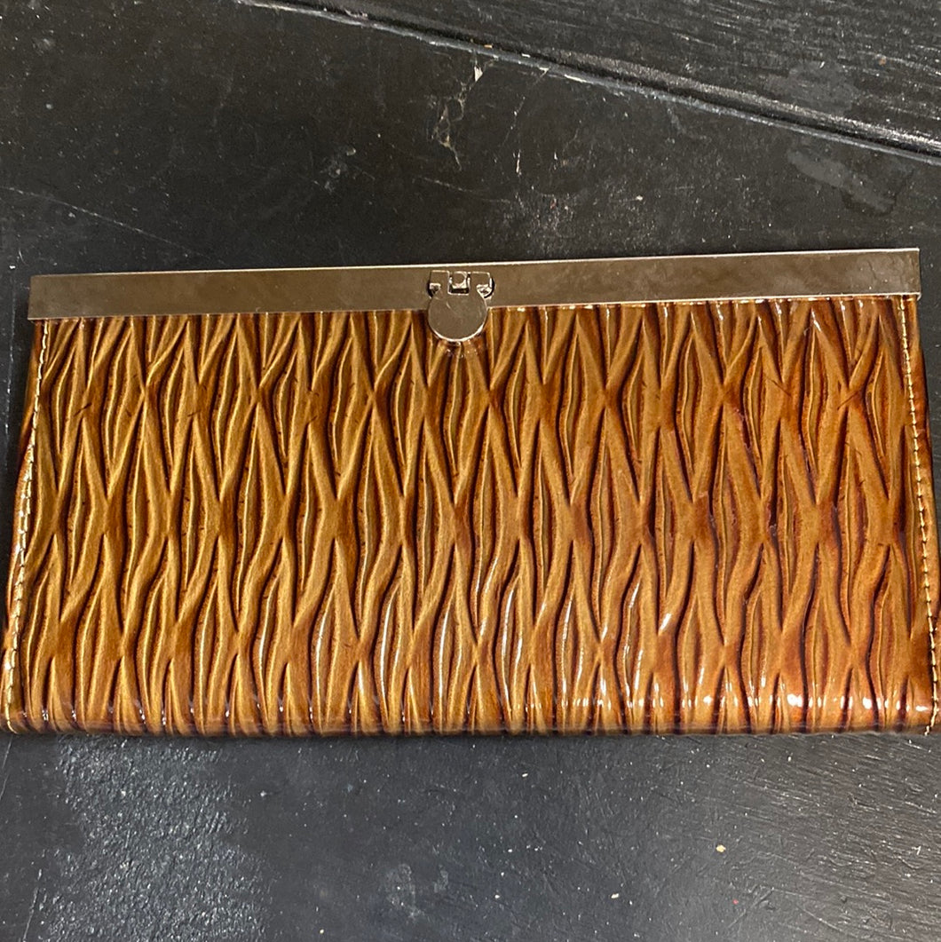 Brown wallet - top clasp open