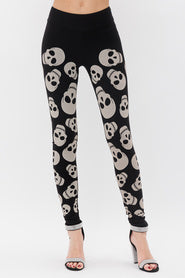 Black Leggings with Taupe  Skulls by Vocal