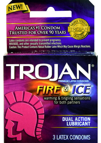 TROJAN Fire & Ice Condoms Lubricated Latex 3 Each