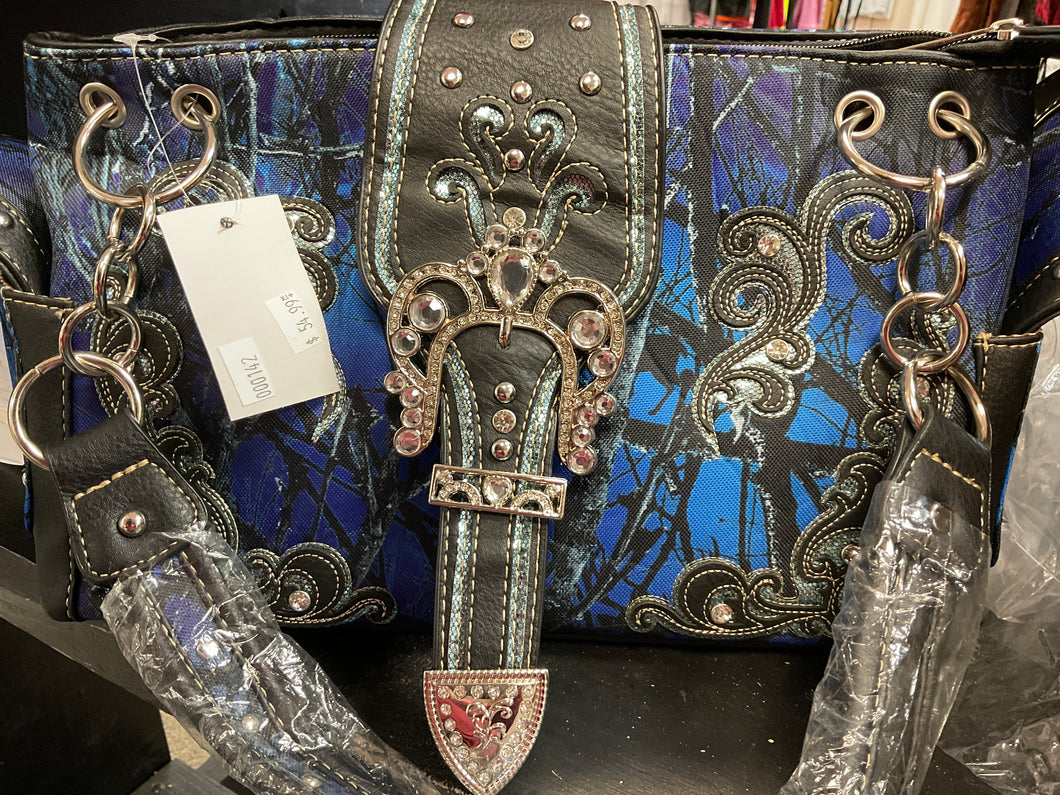 Blue rhinestone purse