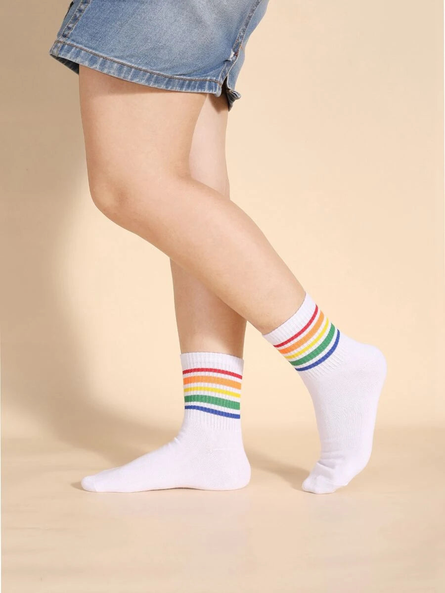 White Rainbow Ankle Socks