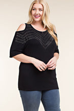 Load image into Gallery viewer, Off Shoulder Top with Rhinestones - Black By Vocal
