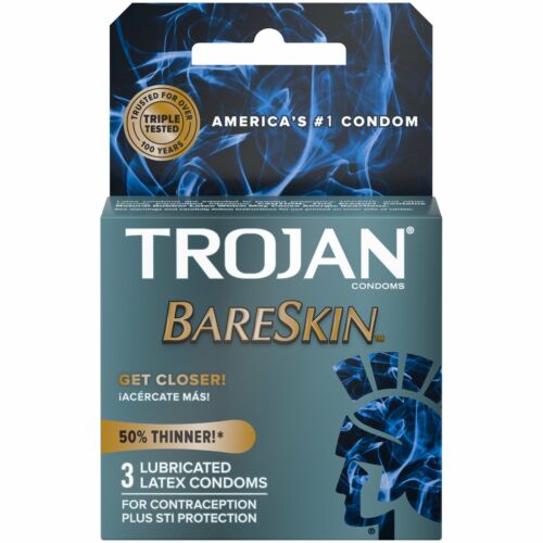 Trojan Sensitivity BareSkin Lubricated Premium Latex Condoms - 3 ct